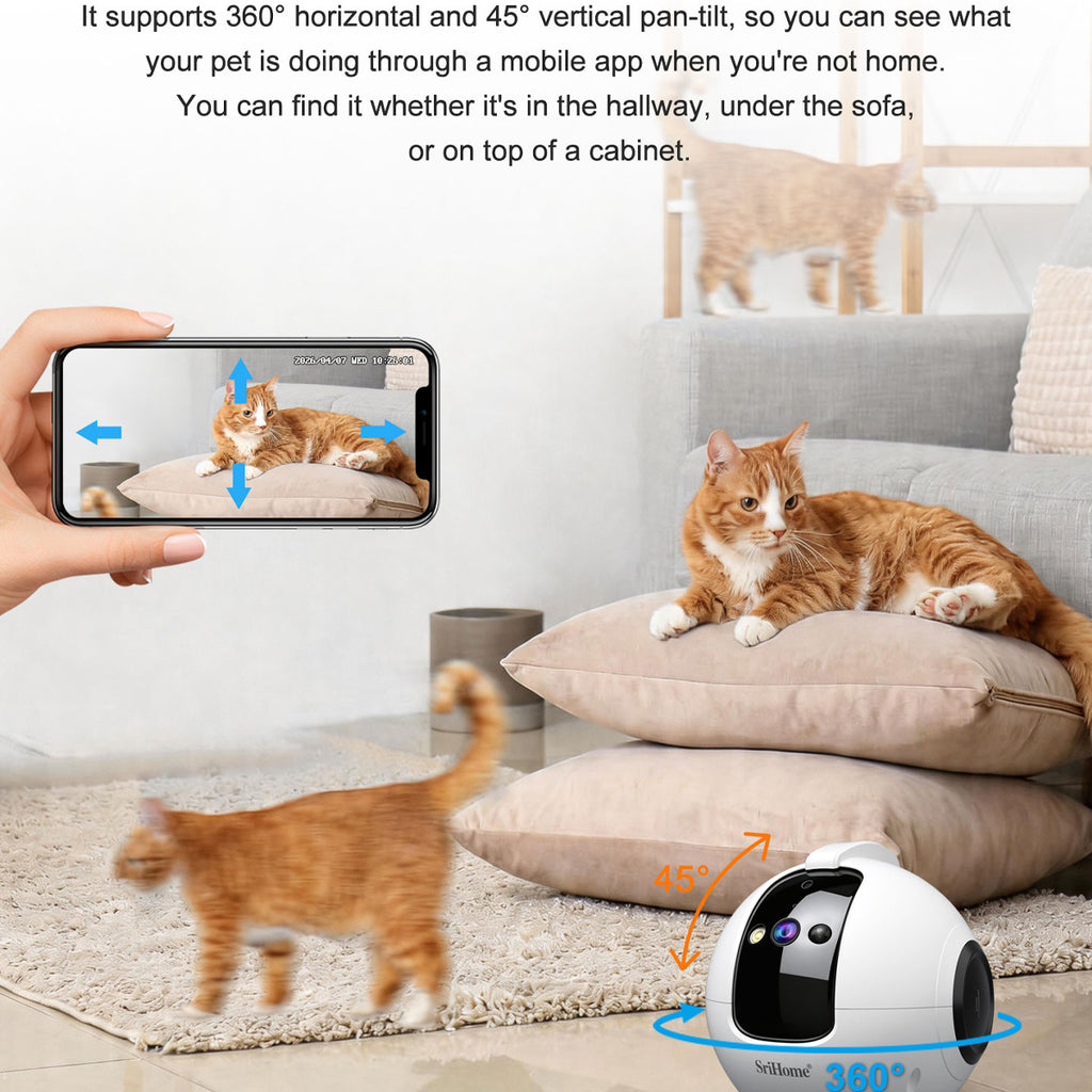 SRIHOME PET Companion Robot Camera 4MP HD Resolution White
