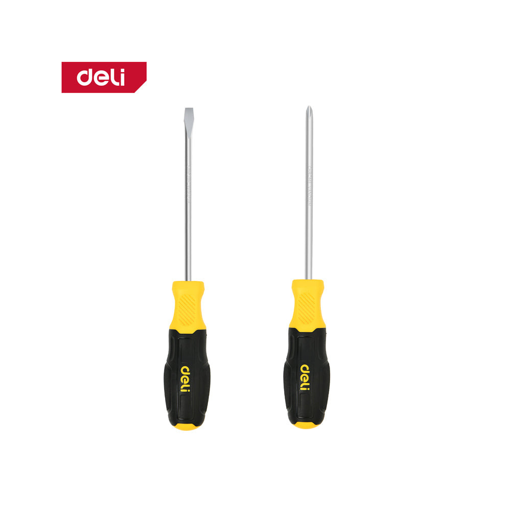 DELI Screwdriver Set 2PCS SL6x125MM/PH2x125MM Yellow