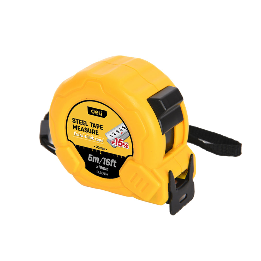 DELI Measuring Tape 5M/16'x19MM Yellow