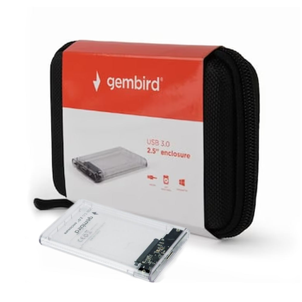 GEMBIRD USB 3,0 2,5' ENCLOSURE FOR 9,5MM DRIVE TRANSPARENT PLASTIC