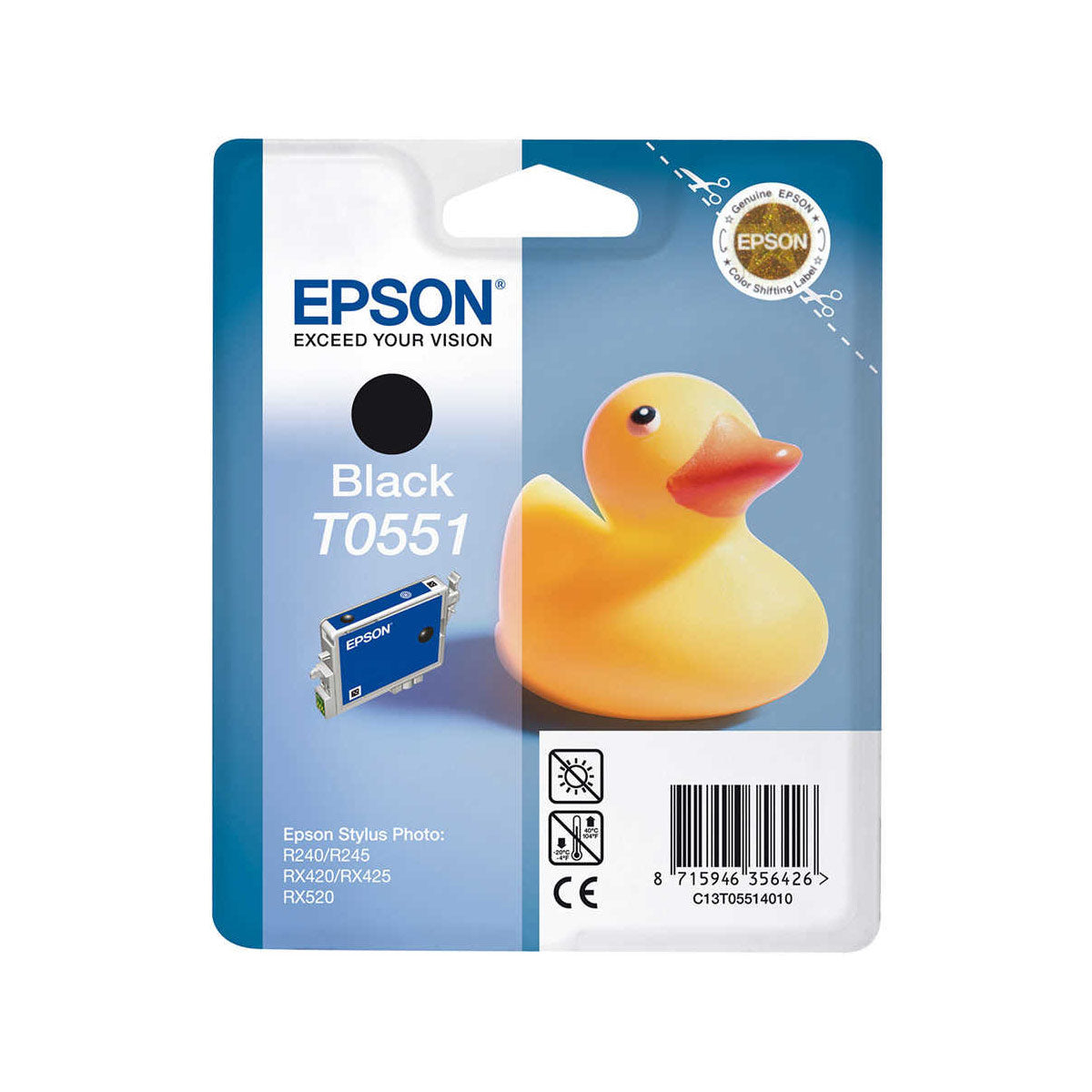 Ink Epson T0551 C13T05514020 Intellidge Black - 8ml - 290Pgs with security tags