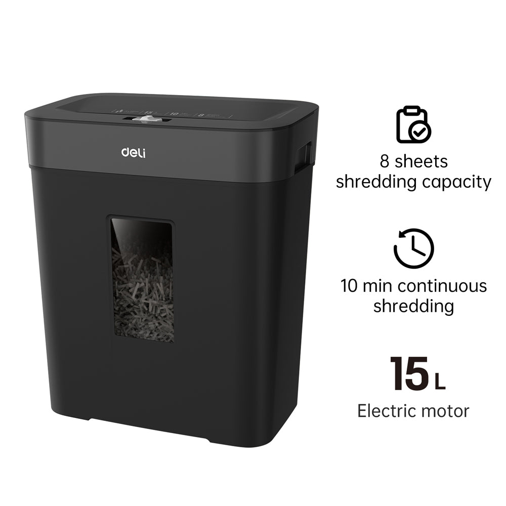 DELI P4 Small Paper Shredder 15L Black