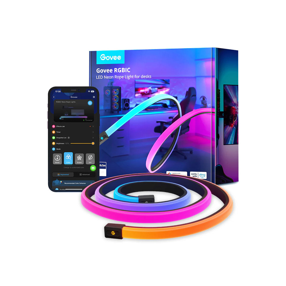 Govee RGBIC LED Neon Rope Light for Desks - 3m