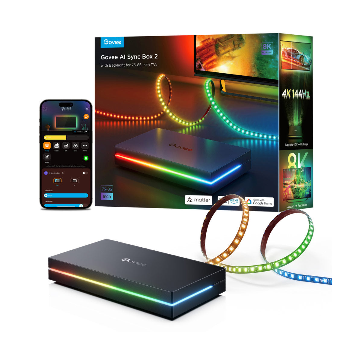 Govee AI Sync Box 2 - H6604 - 75 - 85″