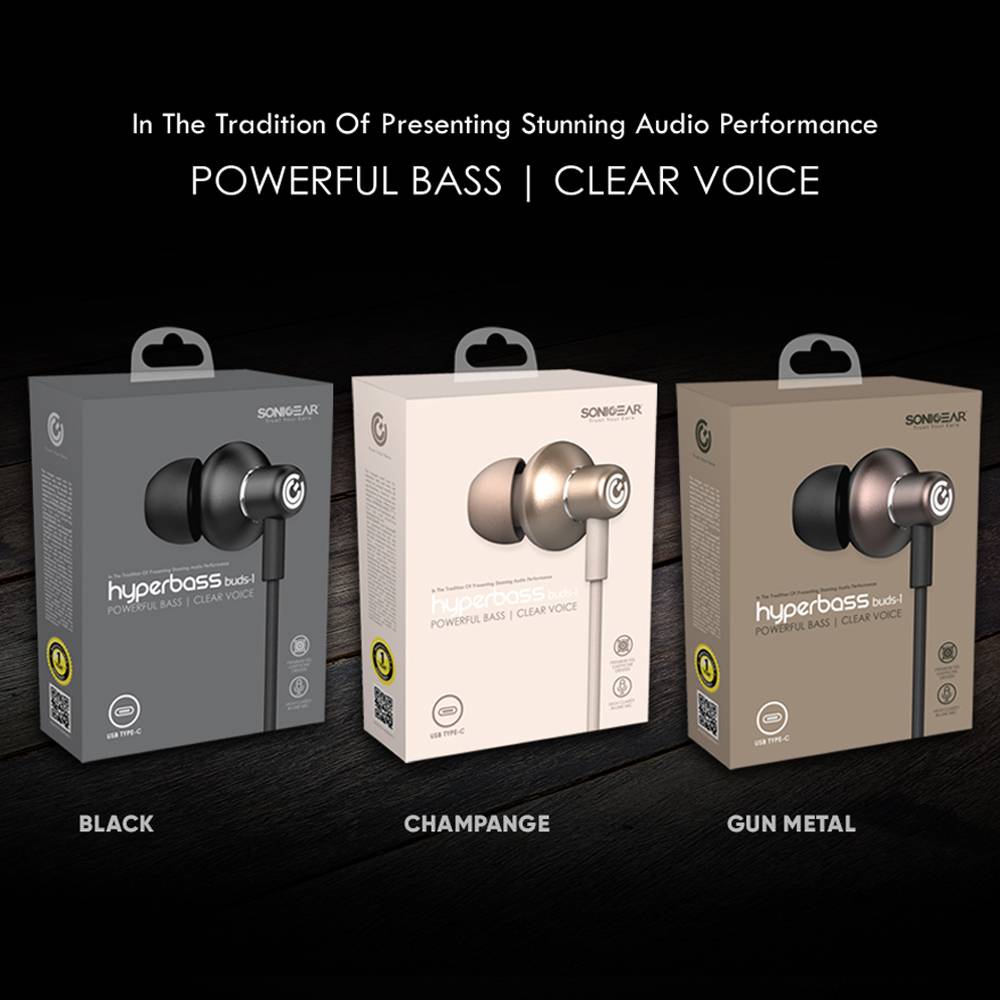 SONICGEAR Type-C Earbuds Hyperbass Buds 1 Champagne