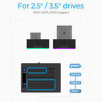 ICY Box RGB USB 3.2 Docking And Clone Station For 2x2.5'/3.5' HDD/SSD Black