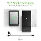 ICY Box External USB 3.2 2.5' SATA Enclosure With Combi-Cable Black