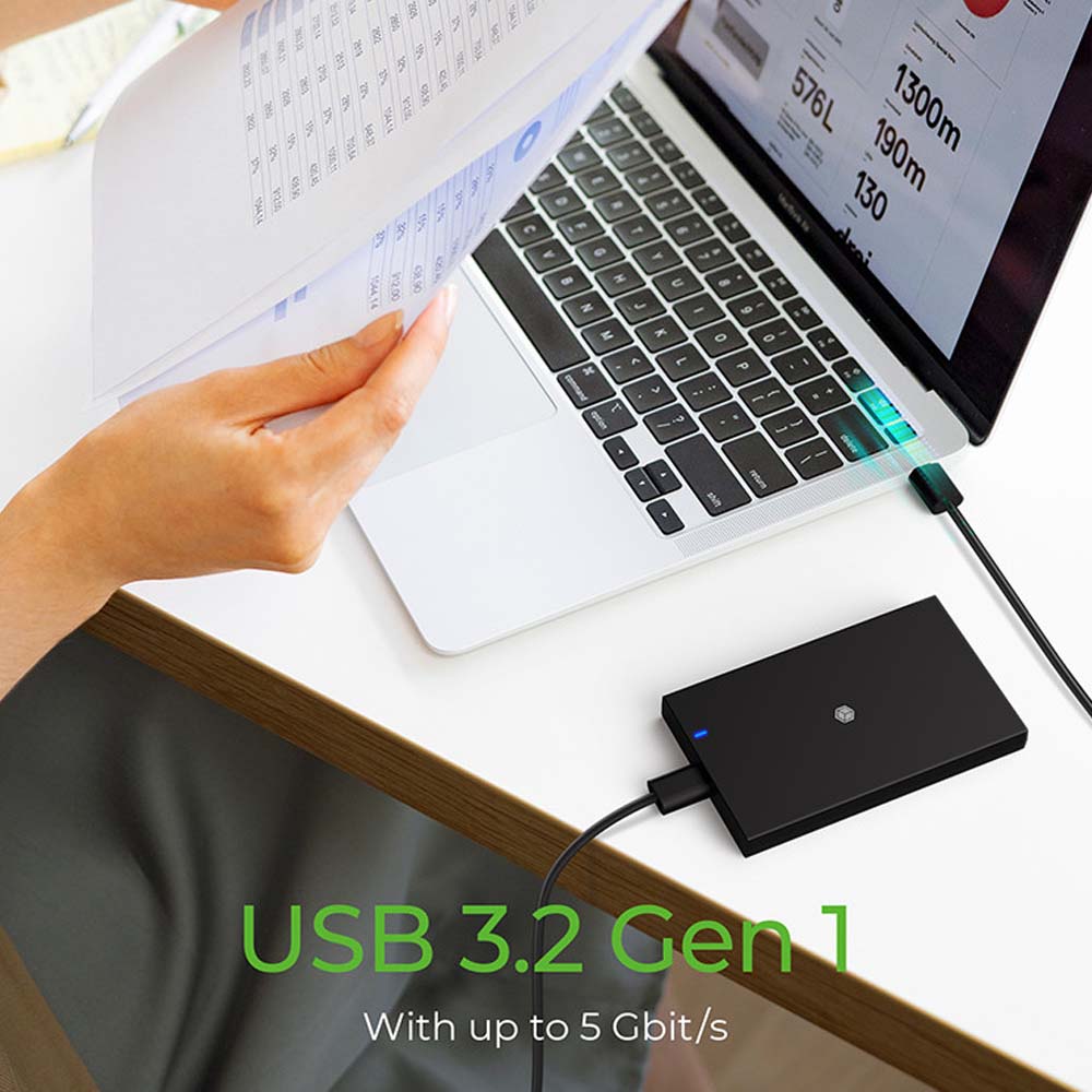 ICY Box External USB 3.2 2.5' SATA Enclosure With Combi-Cable Black