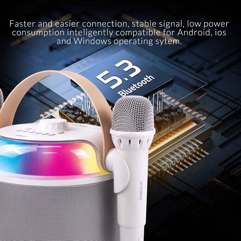 SONICGEAR BT5.3 Portable RGB Karaoke Wireless Speaker IOX K800 White