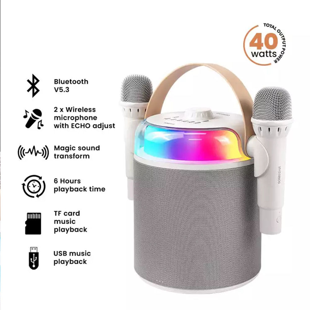SONICGEAR BT5.3 Portable RGB Karaoke Wireless Speaker IOX K800 White