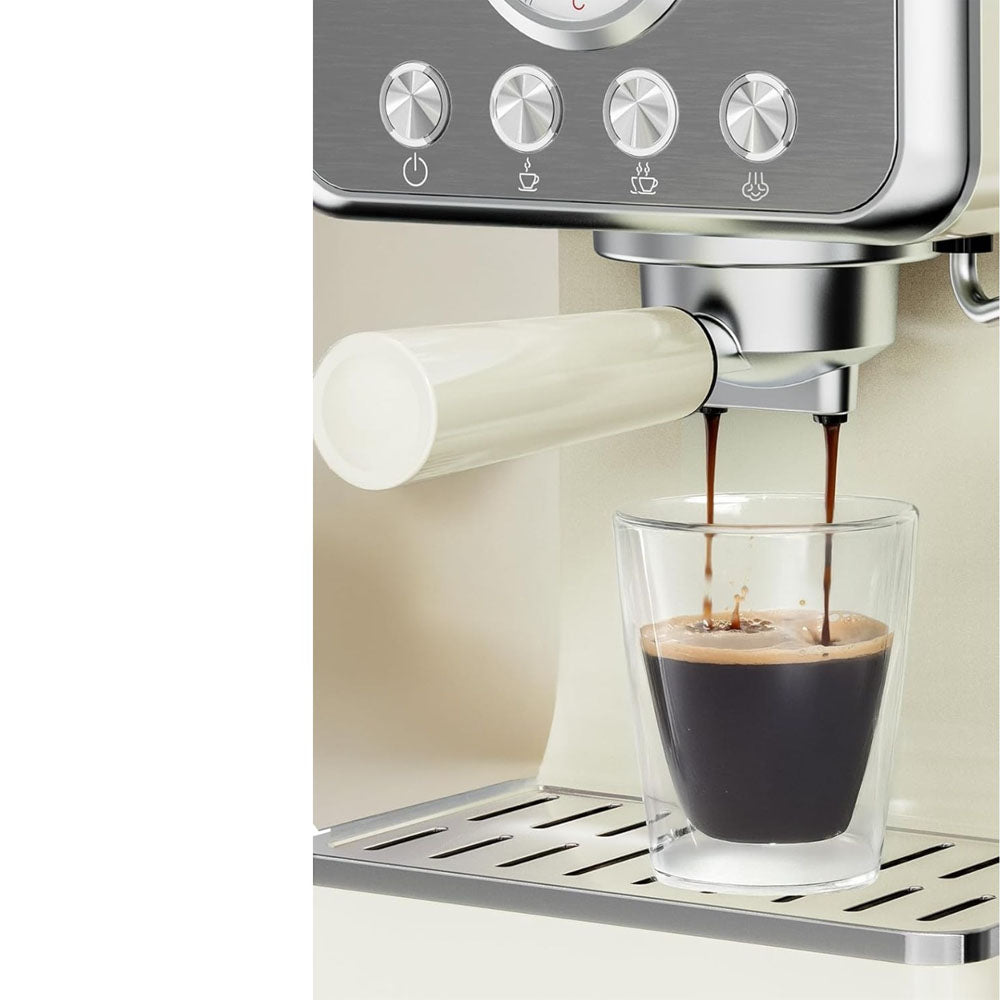 JOCCA Retro Espresso Coffee Machine 15 Bars With Removable Deposit 1.7L Creme