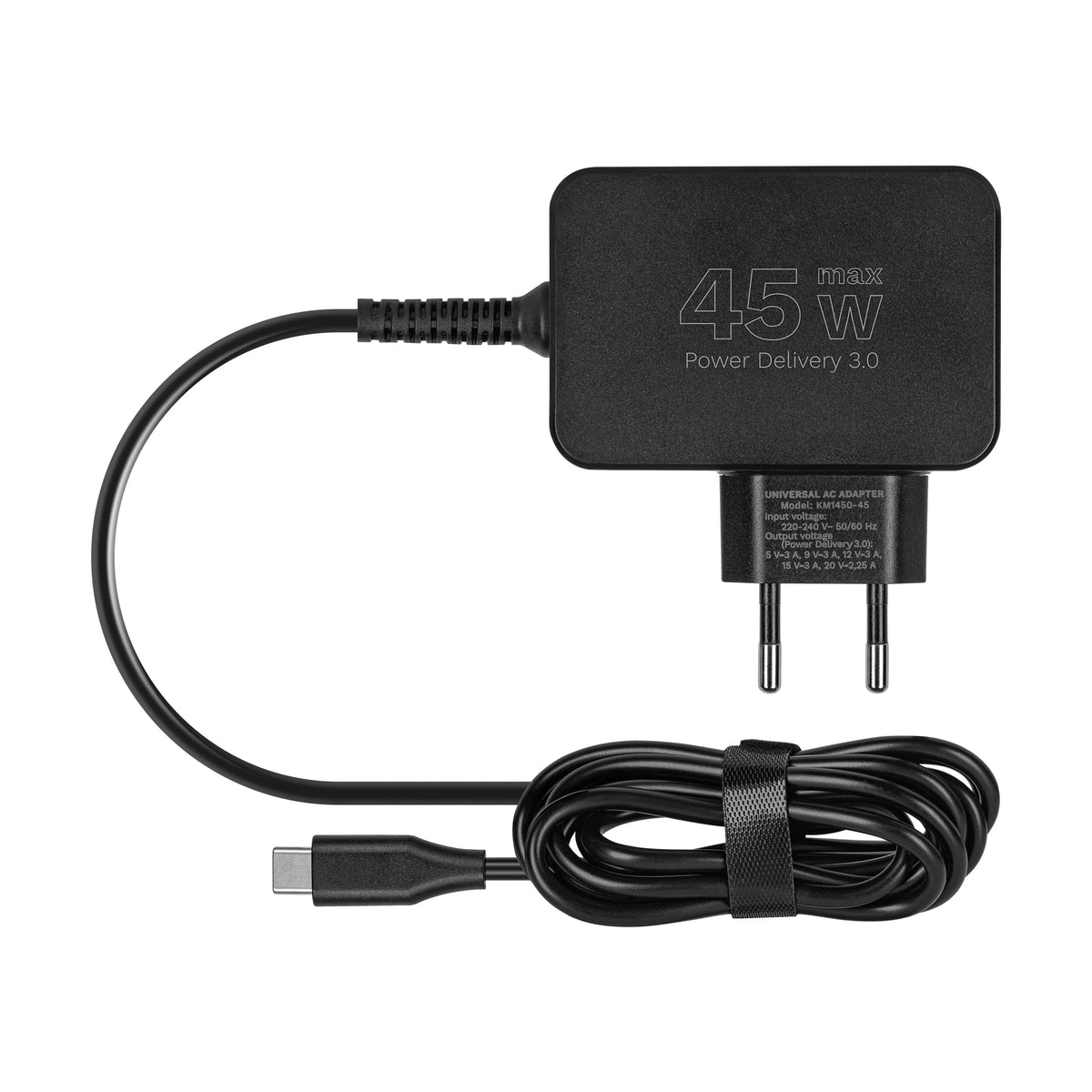 Universal φορτιστής laptop USB-C 45W για Dell/HP/Lenovo/Sony/Samsung με αποσπώμενο καλώδio Kruger&Matz