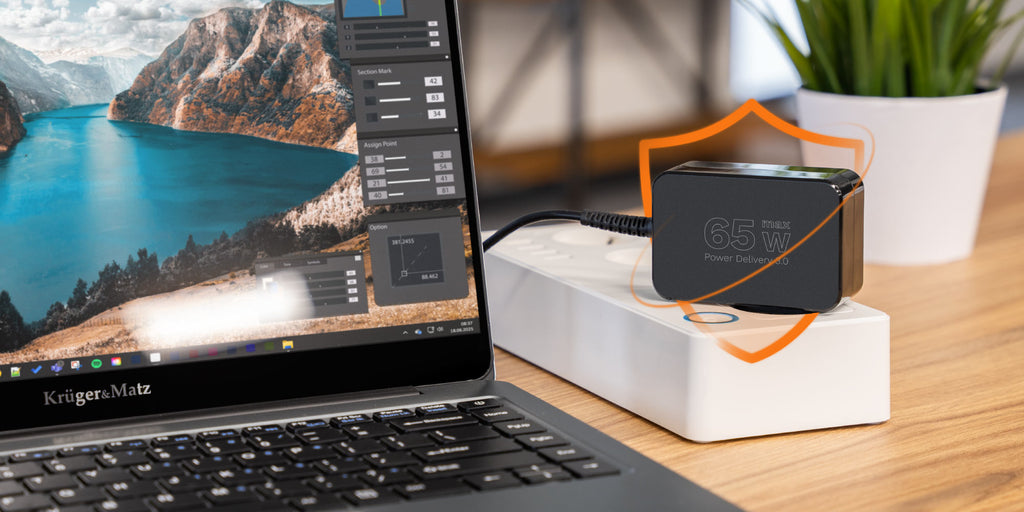 Universal φορτιστής laptop USB-C 65W για Dell/HP/Lenovo/Sony/Samsung με αποσπώμενο καλώδio Kruger&Matz