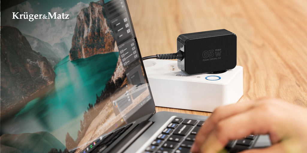 Universal φορτιστής laptop USB-C 65W για Dell/HP/Lenovo/Sony/Samsung με αποσπώμενο καλώδio Kruger&Matz