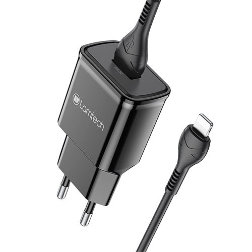 LAMTECH Wall Charger QC3.0 18W With Lightning Cable 1M Black