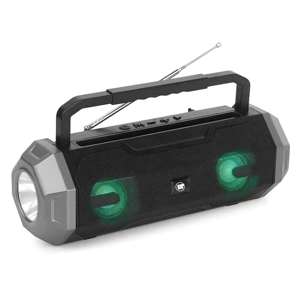 LAMTECH PORTABLE FM RADIO SPEAKER WITH FLASHLIGHT & MOBILE PHONE HOLDER
