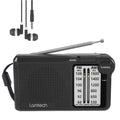 LAMTECH 2 Band FM/AM Radio With Earphones Jack Black