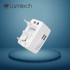LAMTECH Universal Travel Adapter With 2 USB Port 4 Different Plugs