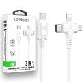LAMTECH 3 IN 1 Charging Type-C Cable TO Type-C/Lightning/Micro USB 1M White