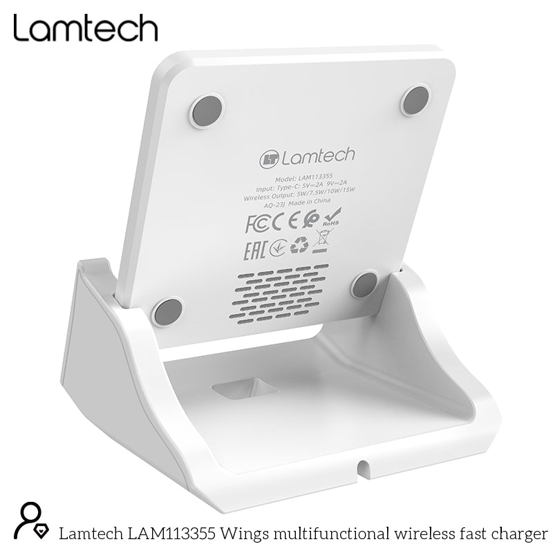 LAMTECH Wireless Fast Charger 15W With Stand White