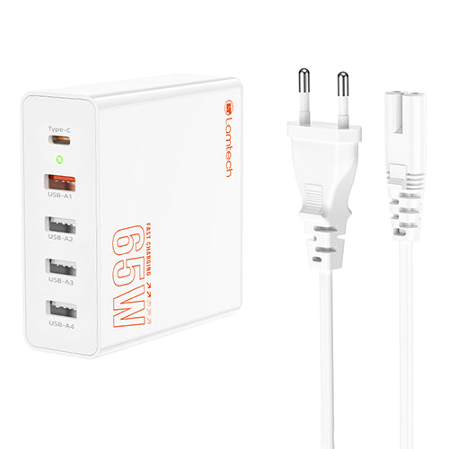 LAMTECH GAN Fast Charger 1xTYPE-C & 4xQC3.0 65W & EU Cable 1.5M