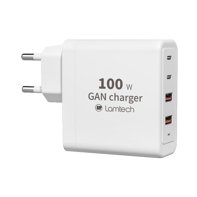 LAMTECH GaN Fast Charger 2xTYPE-C & 2xQC3.0 Output 100W