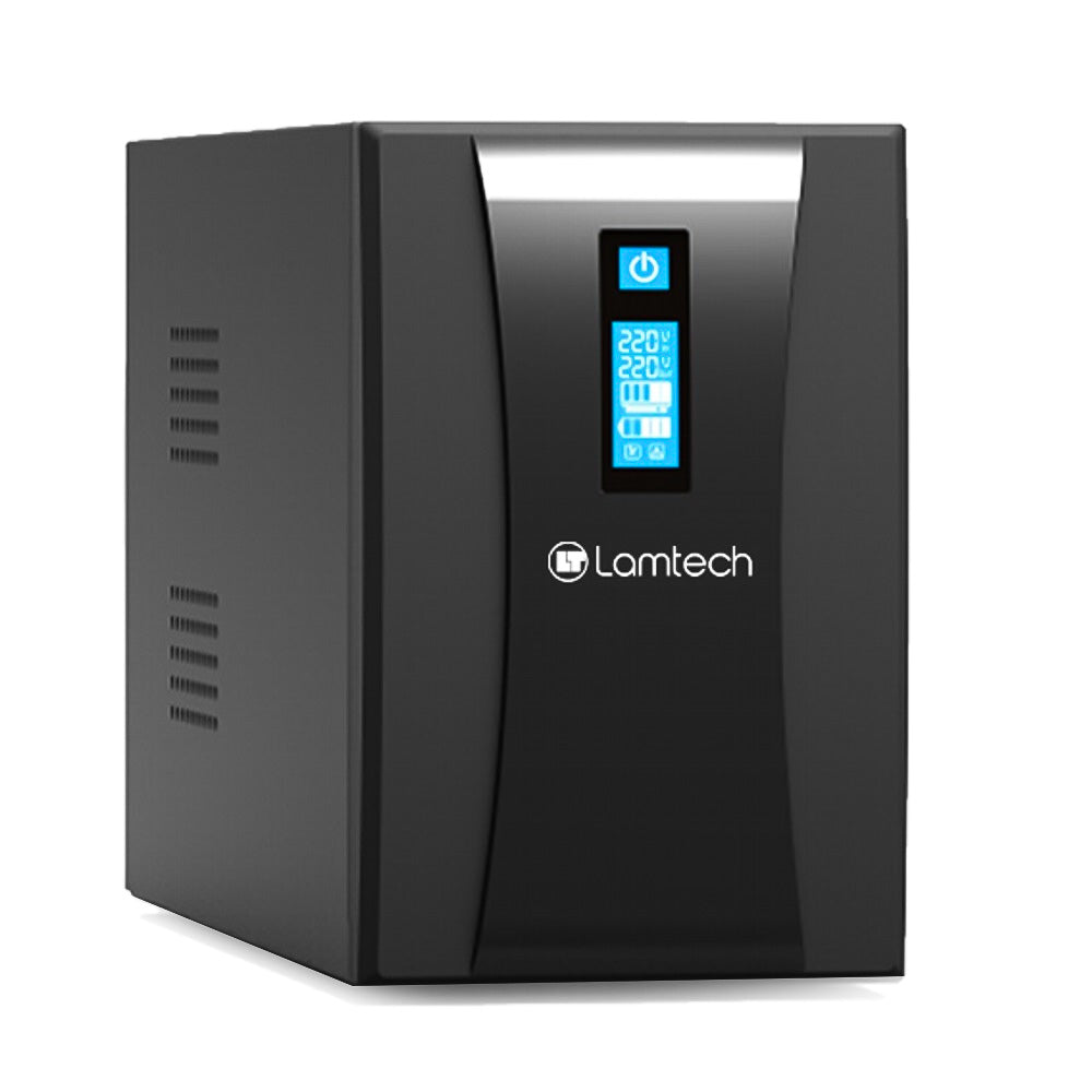 LAMTECH UPS With AVR And LCD Display 3000VA, 4x12V/9AH, 3xSCHUKO, 3xIEC, USB & RJ45 Port