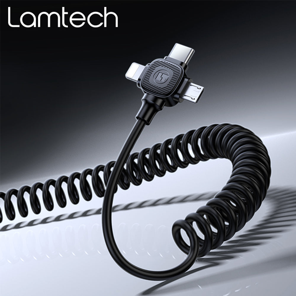 LAMTECH 6-IN-1 Charging Cable Type-C/USB TO Type-C/Lightning-Micro-USB 3A 1.5M Black