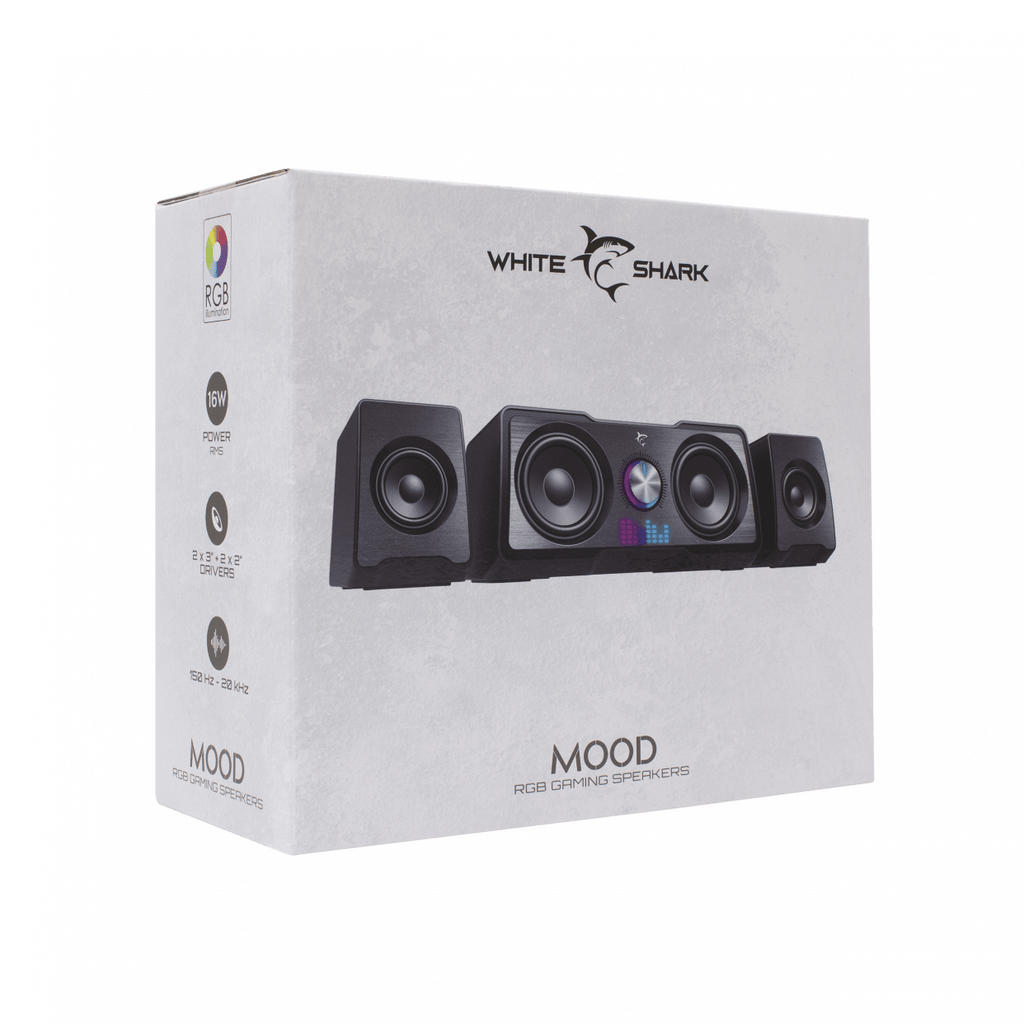 White Shark RGB Gaming 2.2 Speakers Mood Black