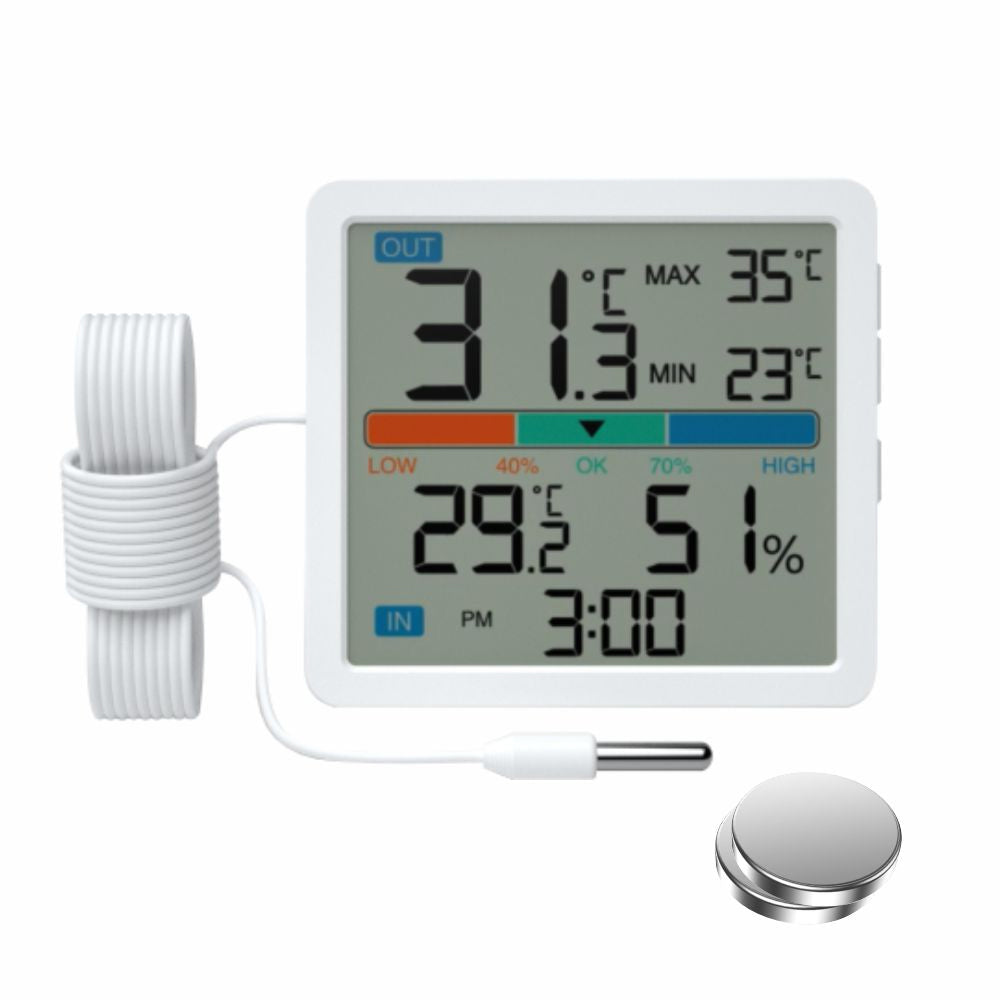 MANTA Thermometer With Hygrometer And External Sensor White
