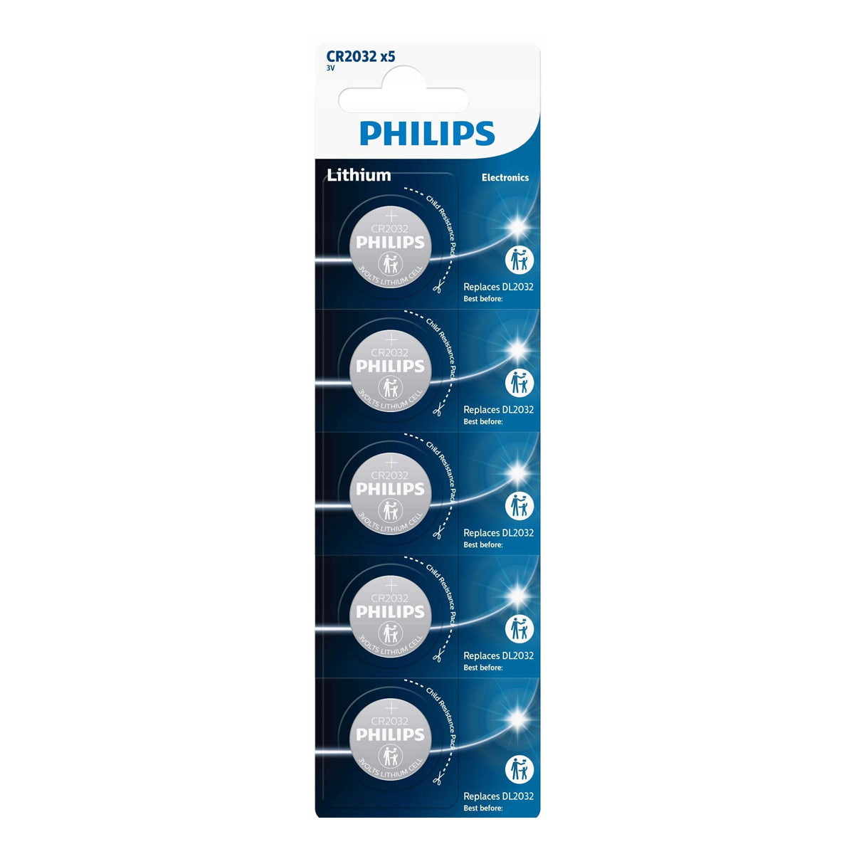 Philips Μπαταρίες Λιθίου Ρολογιών CR2032 210mAh 3V 5τμχ - 1156350-0005