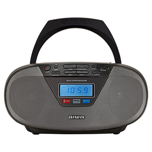 AIWA PORTABLE AC/DC STEREO CD/MP3/FM-PLL/BT PLAYER BLACK REFURBISHED