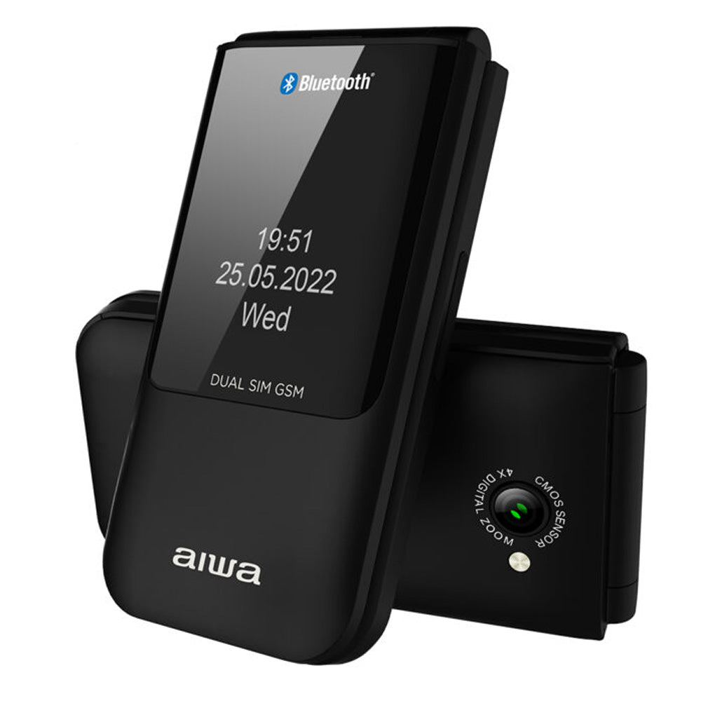 Aiwa Slim BT Clamshell Flip-Style Dual SIM Phone Black Refurbished