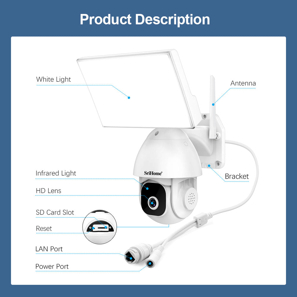 SRIHOME Dual Band Wifi Floodlights Camera 5MP QHD