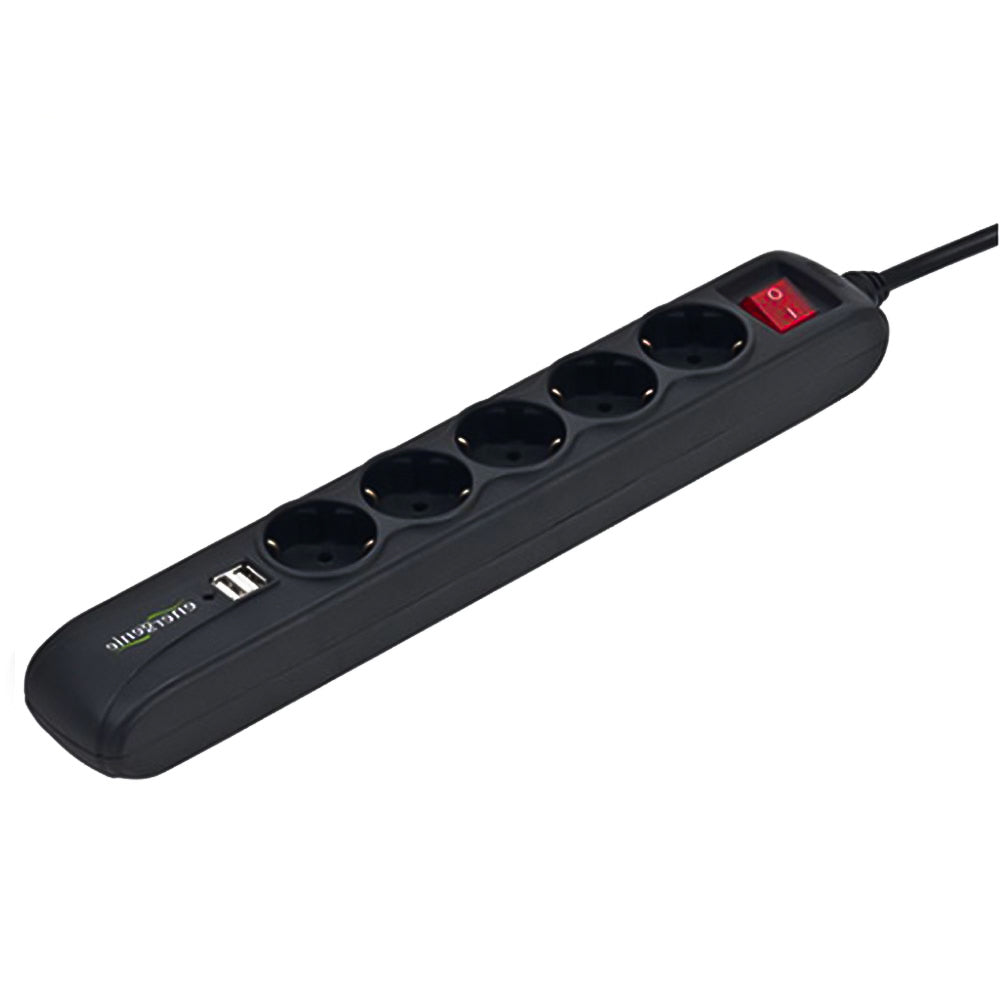 ENERGENIE POWER STRIP WITH 2 USB CHARGER 5 SOCKETS 1,5m USB 2A BLACK