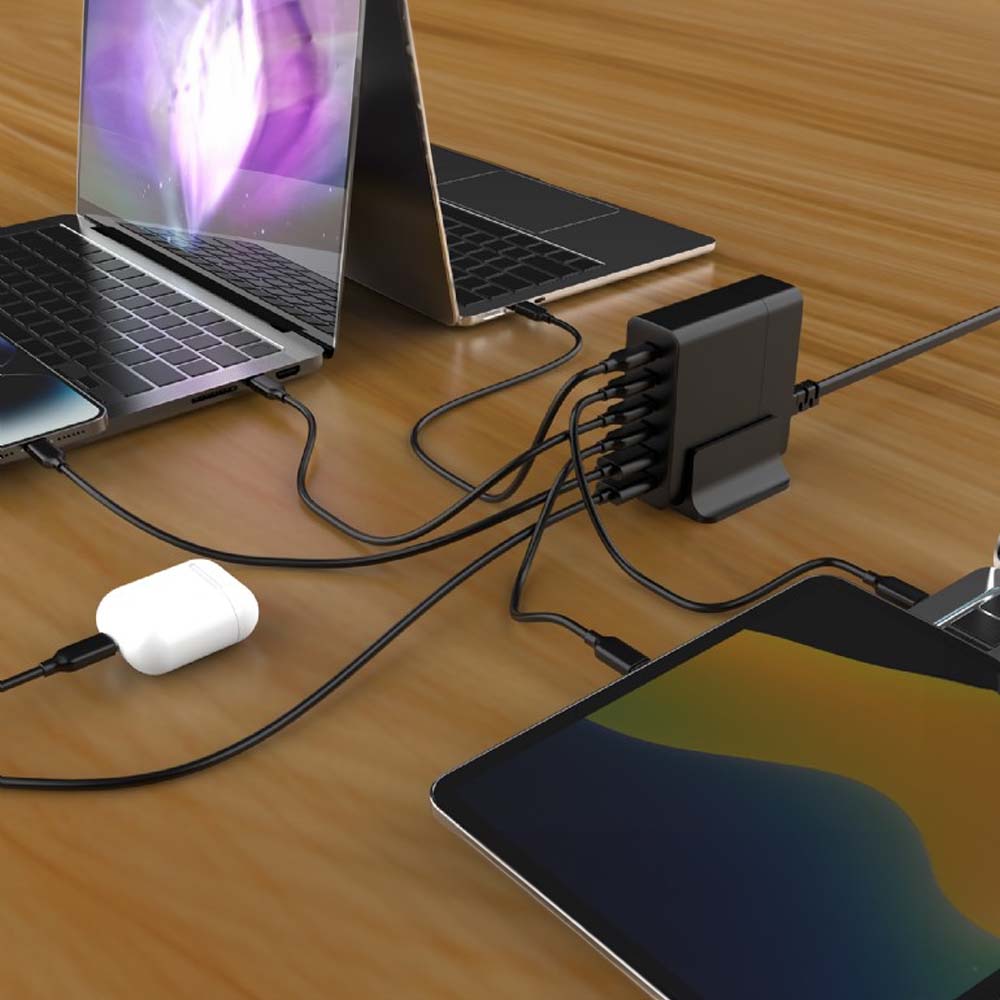 GEMBIRD 6-Port 75W GaN USB Fast C Harger Black