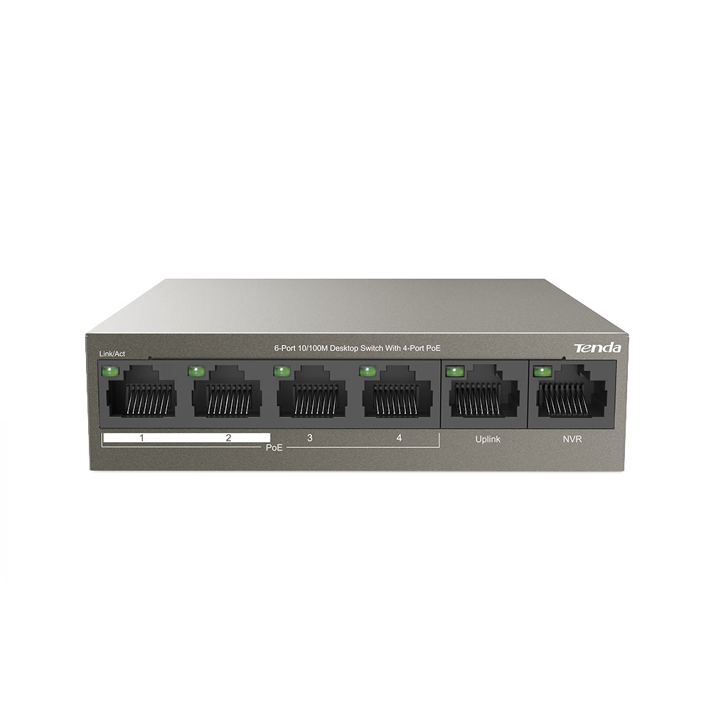 TENDA 6-Port 10/100M Desktop Switch With 4-Port PoE