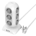 TESSAN 15 IN 1 Tower Surge Protector 25W 12xSCHUKO, 2xUSB, 1xTYPE-C, 2M Cable White
