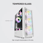 ARMAGGEDDON Gaming PC Case Dual Chamber With 3 Argb Fans Tritron 2 White