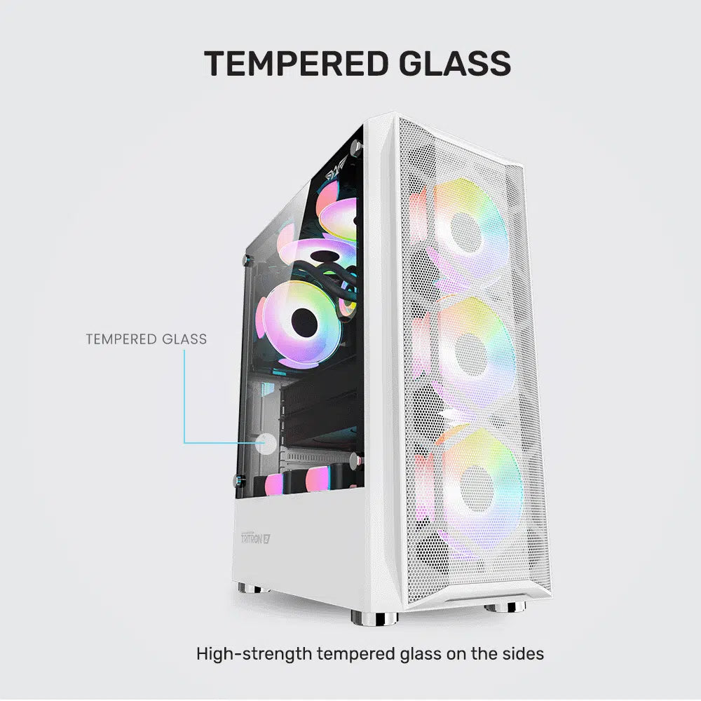 ARMAGGEDDON Gaming PC Case Dual Chamber With 3 Argb Fans Tritron 2 White