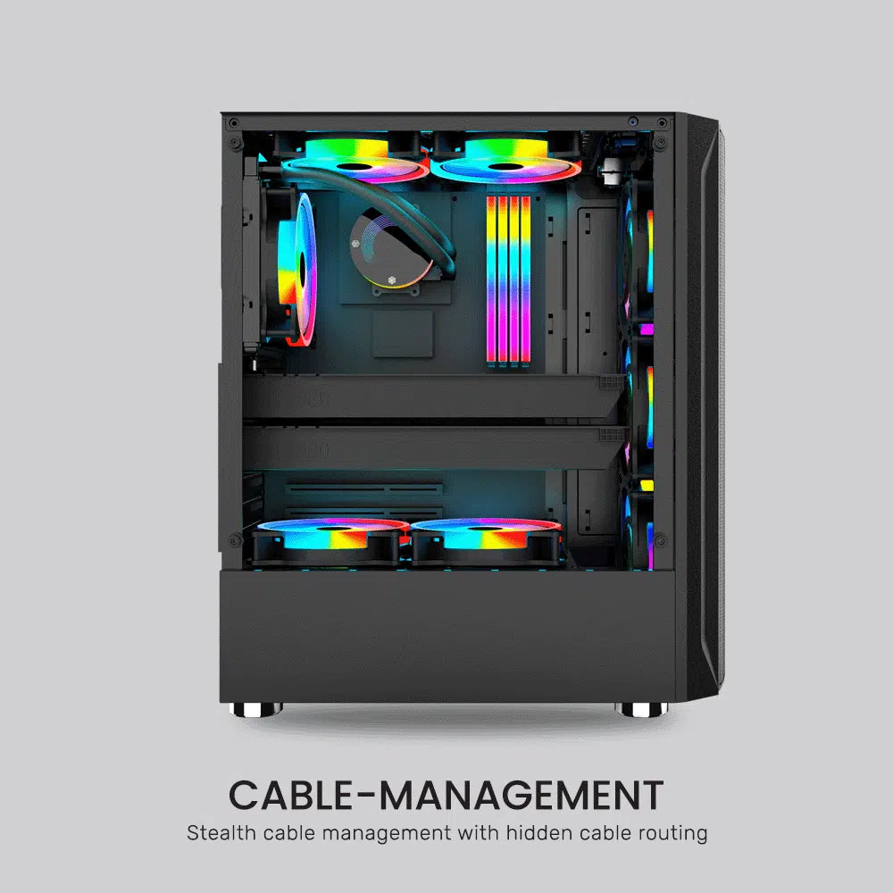 ARMAGGEDDON Gaming PC Case Dual Chamber With 3 Argb Fans Tritron 2 White