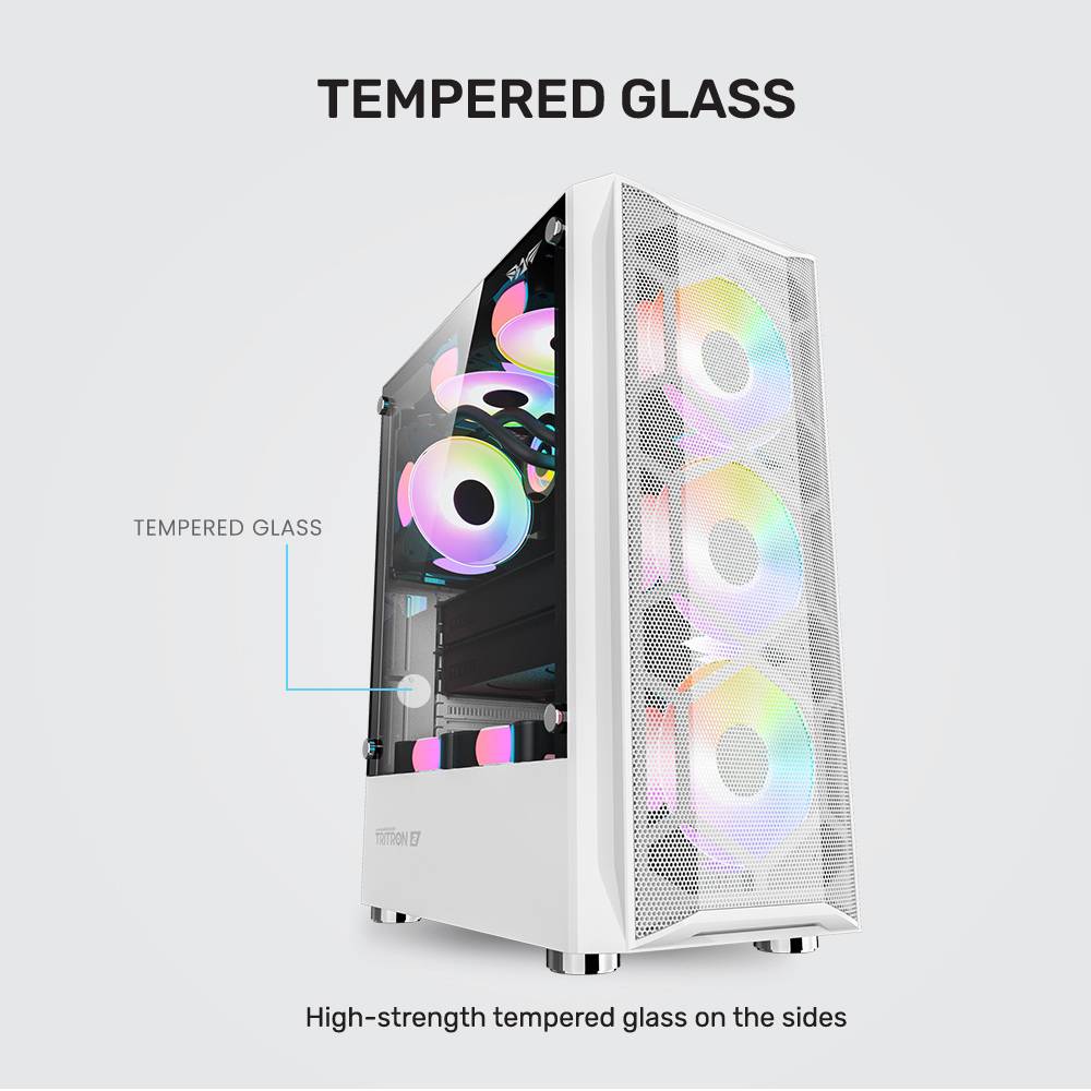 ARMAGGEDDON Gaming PC Case Dual Chamber With 3 Argb Fans Tritron 3 White