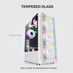 ARMAGGEDDON Gaming PC Case Dual Chamber With 3 Argb Fans Tritron 3 White