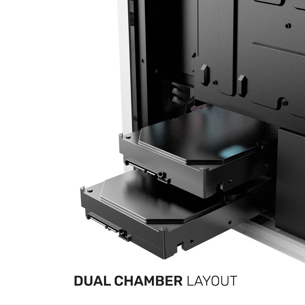 ARMAGGEDDON Gaming PC Case Dual Chamber With 3 Argb Fans Tritron 3 White