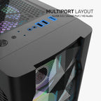 ARMAGGEDDON Gaming PC Case Dual Chamber With 3 Argb Fans Tritron 3 White