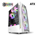 ARMAGGEDDON Gaming PC Case Dual Chamber With 3 Argb Fans Tritron 3 White