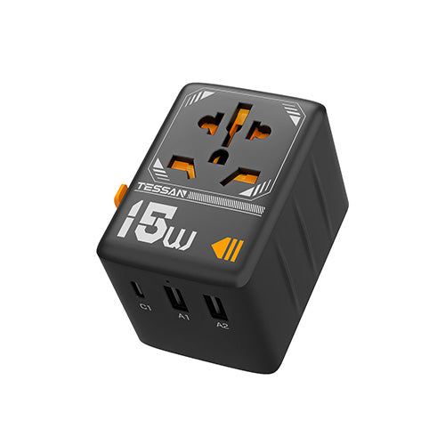 TESSAN Universal Travel Adapter 2xUSB, 1xTYPE-C Max 15W