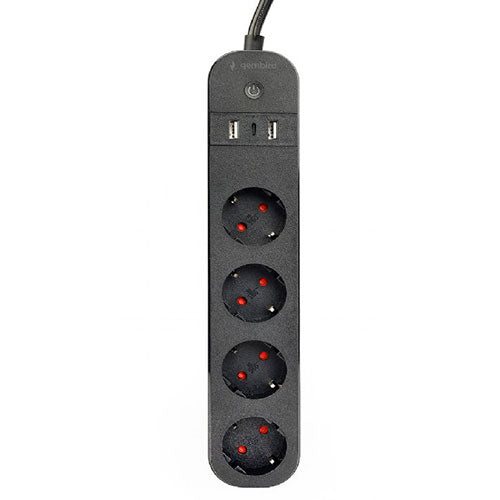 GEMBIRD Smart Power Strip With USB Charger 4 Sockets Black