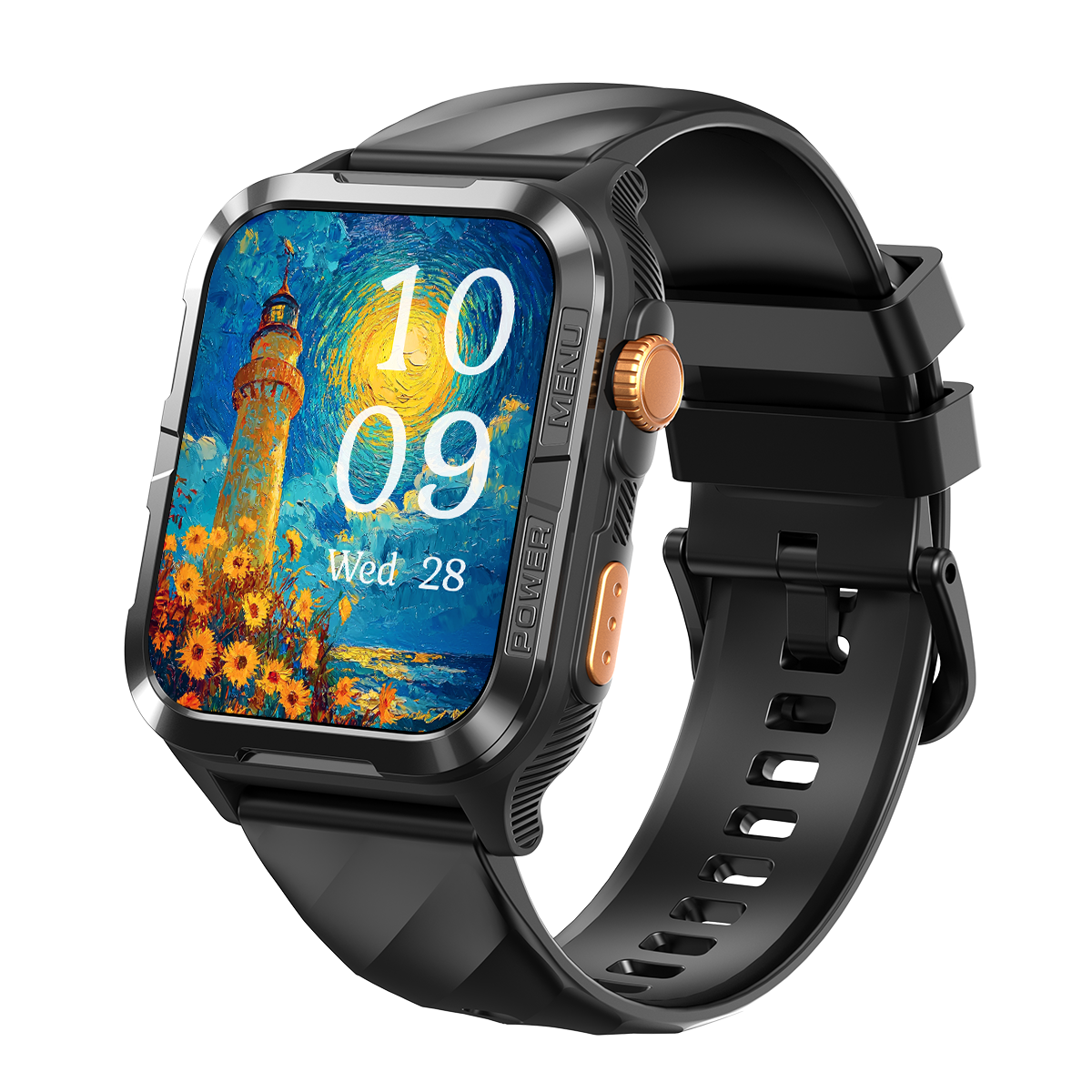 BLACKVIEW BT5.3 WATERPROOF-10M SMARTWATCH WITH DA GPT & LED TORCH BLACK