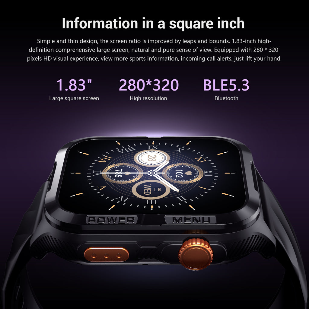 BLACKVIEW BT5.3 WATERPROOF-10M SMARTWATCH WITH DA GPT & LED TORCH BLACK